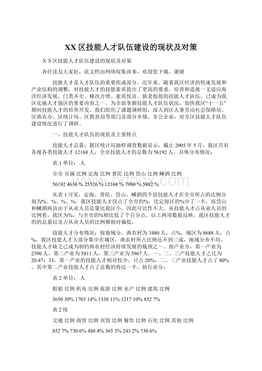 XX区技能人才队伍建设的现状及对策.docx