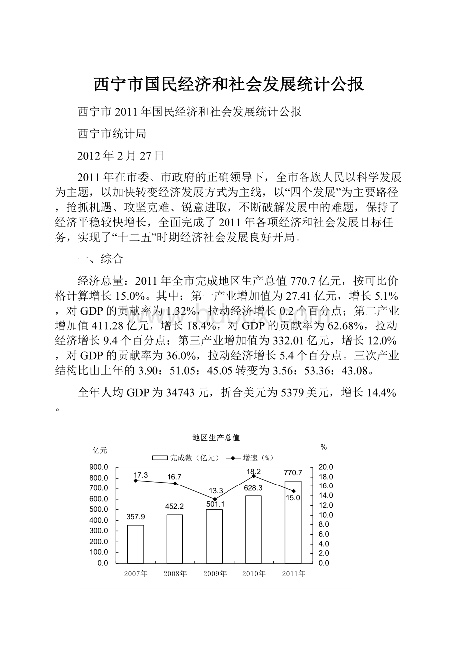 西宁市国民经济和社会发展统计公报.docx