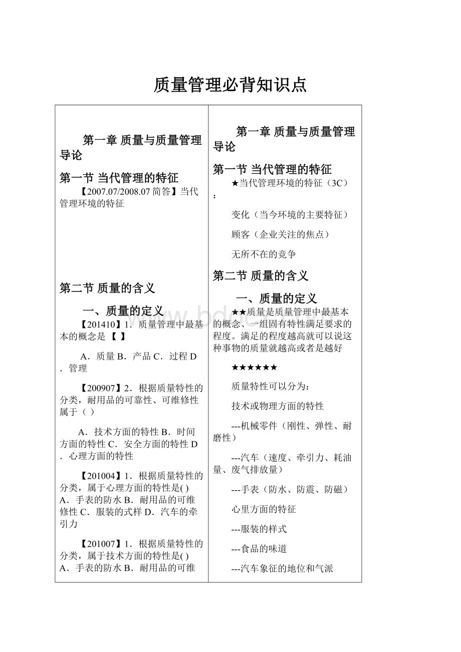 质量管理必背知识点Word文件下载.docx_第1页