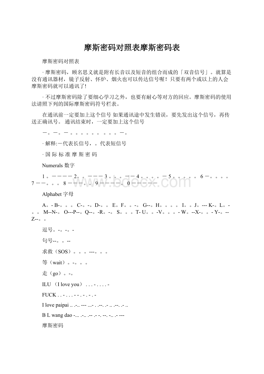 摩斯密码对照表摩斯密码表.docx_第1页