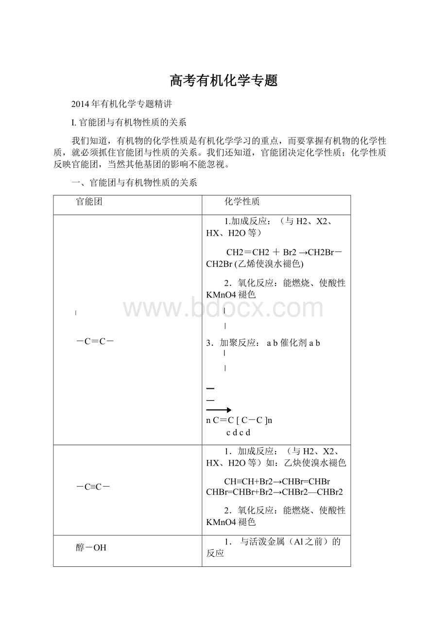 高考有机化学专题.docx_第1页