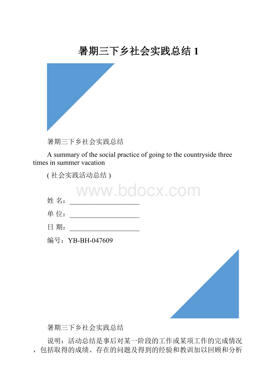 暑期三下乡社会实践总结1.docx_第1页