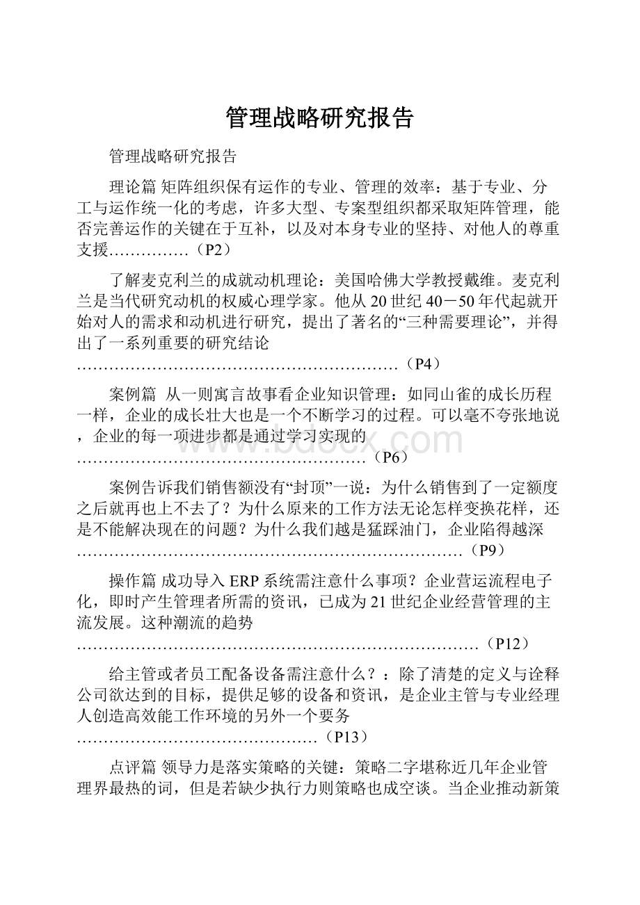 管理战略研究报告.docx