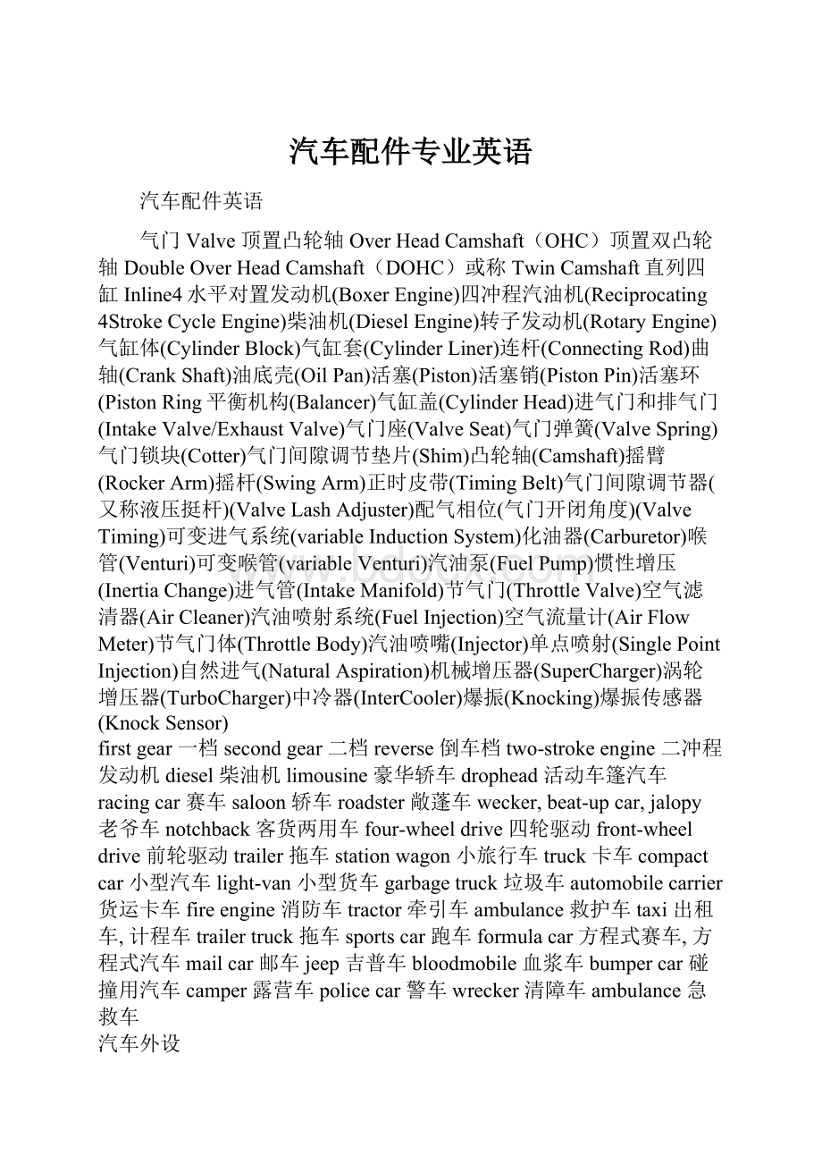 汽车配件专业英语Word文档下载推荐.docx_第1页