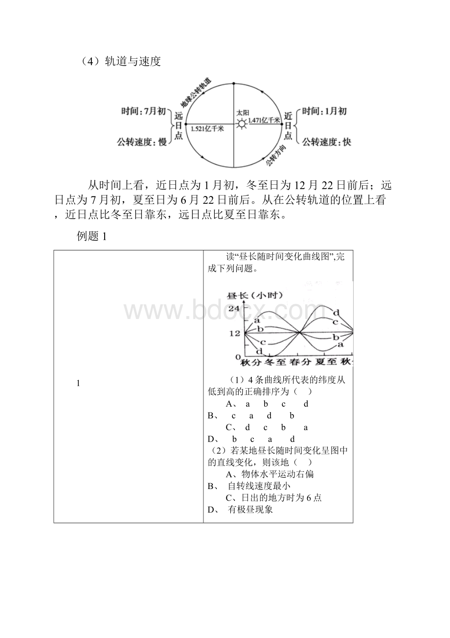 高中地理一轮复习 专题 地球的运动 地球的公转及其地理意义复习 导学案Word文档下载推荐.docx_第2页