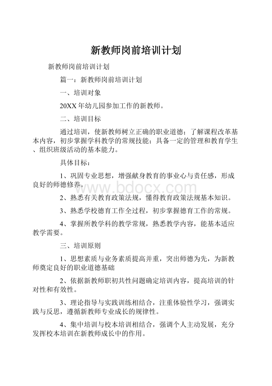 新教师岗前培训计划.docx