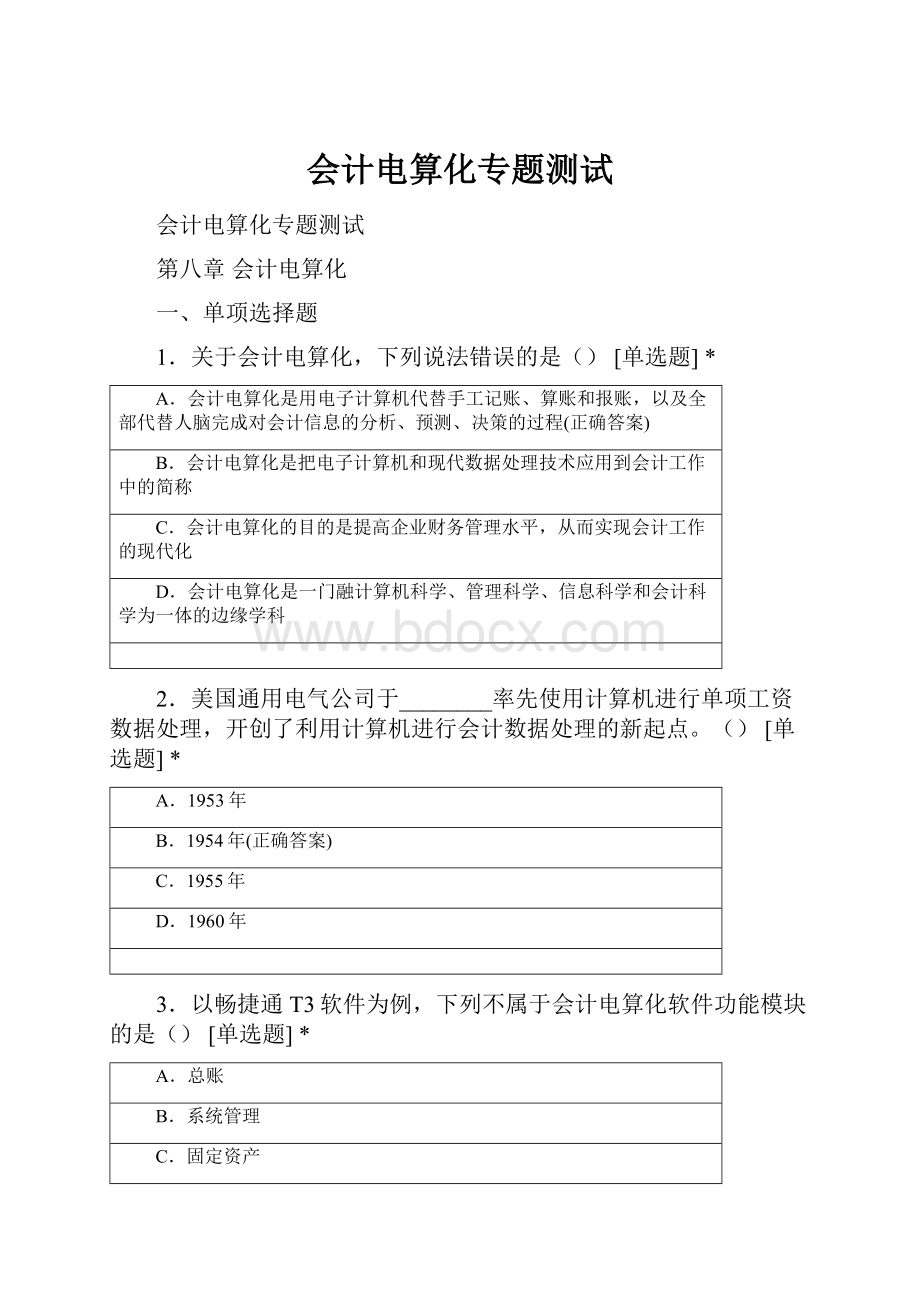 会计电算化专题测试Word格式.docx_第1页