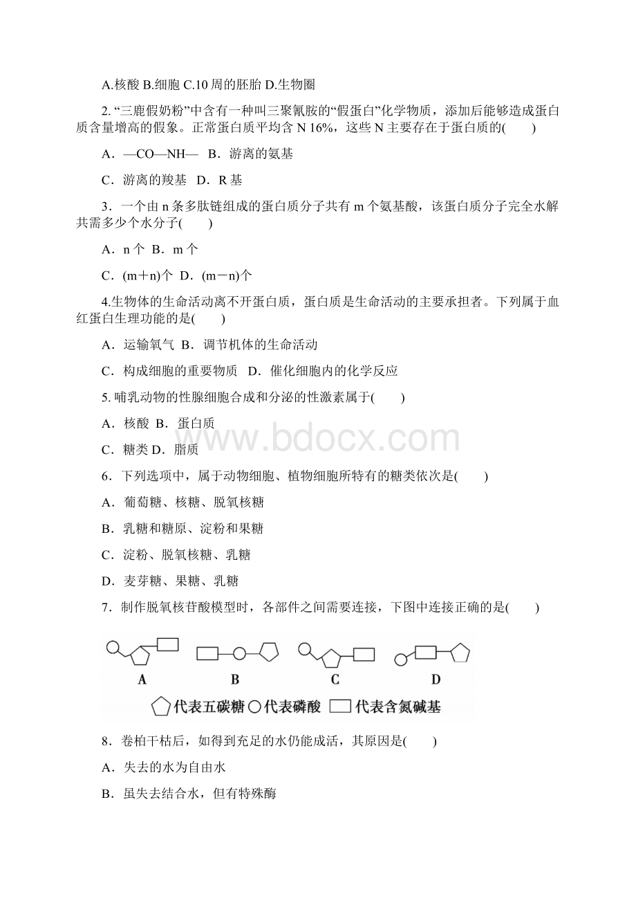 高一上学期期末考试生物试题 含答案Word格式.docx_第2页