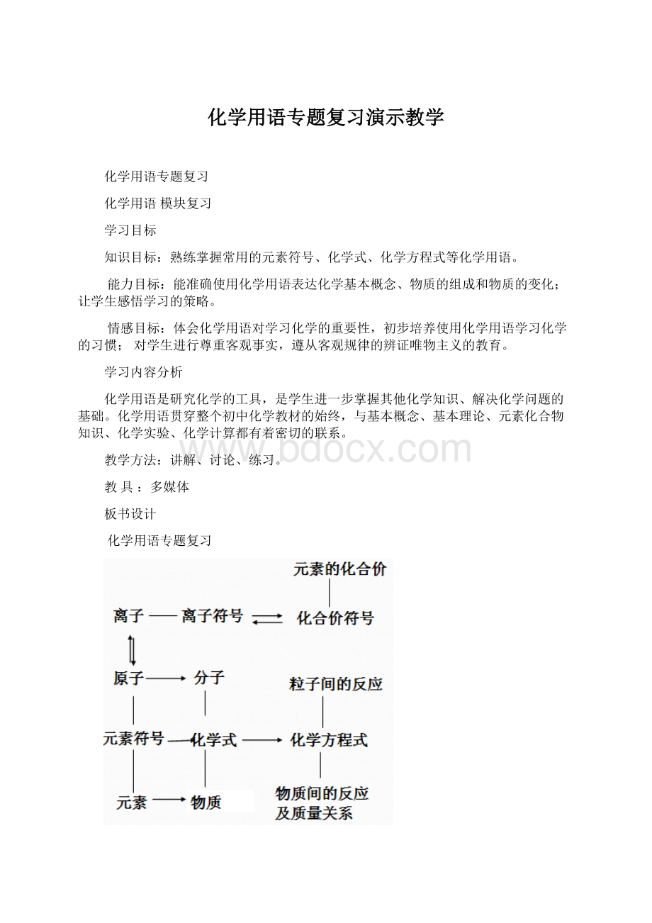 化学用语专题复习演示教学.docx_第1页