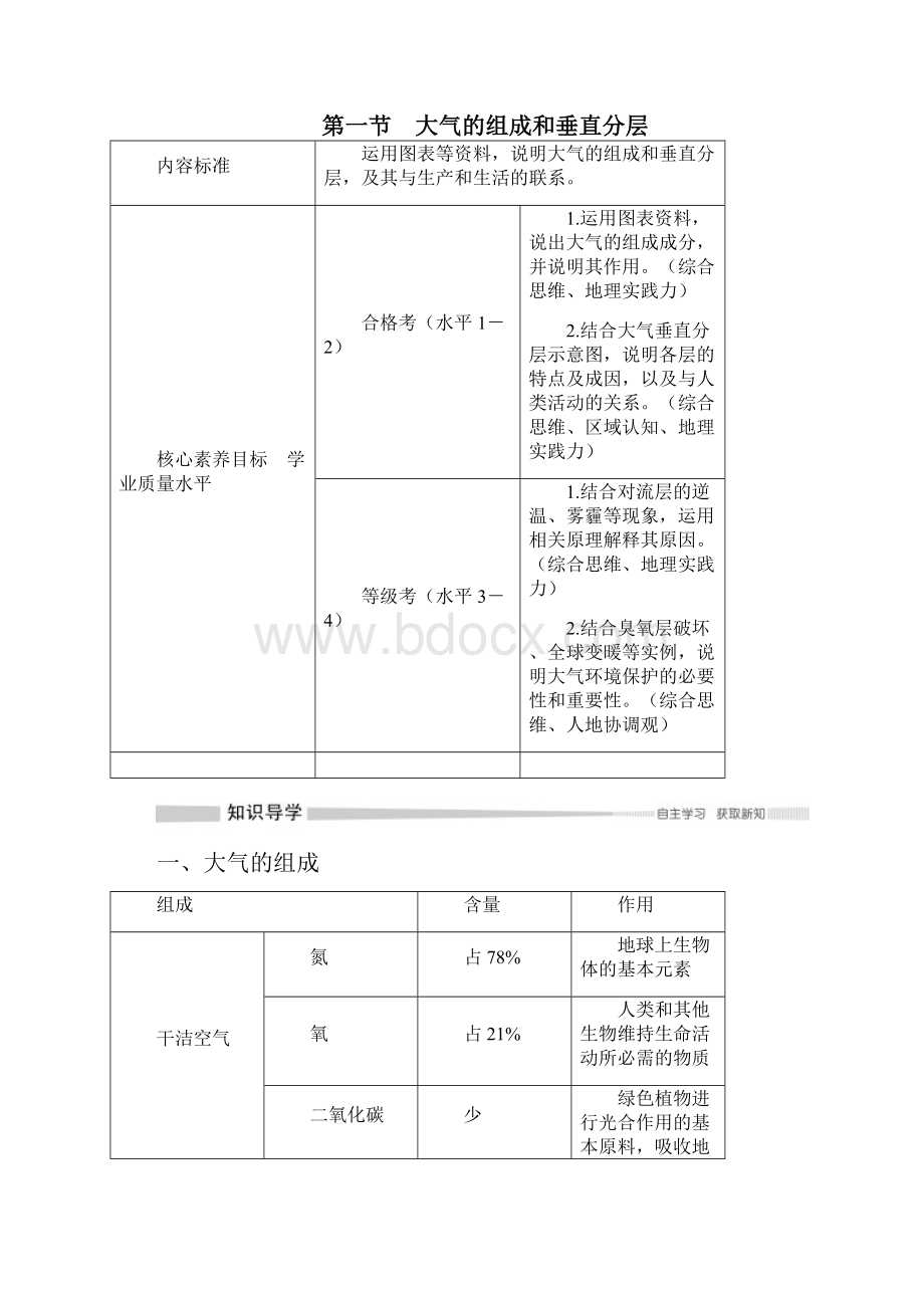 新教材地理必修一大气的组成和垂直分层导学案Word格式.docx_第3页