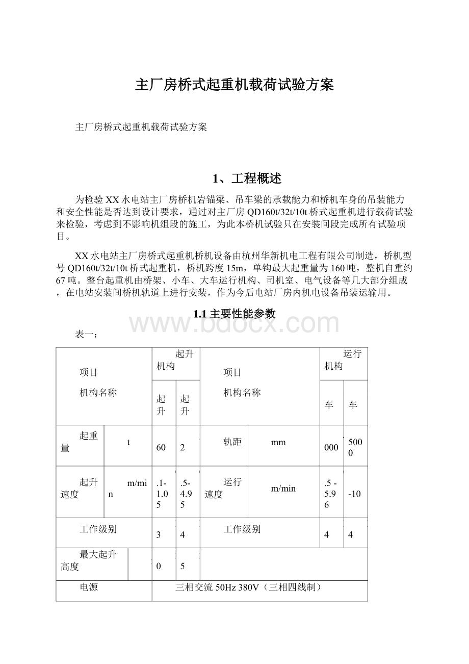 主厂房桥式起重机载荷试验方案.docx