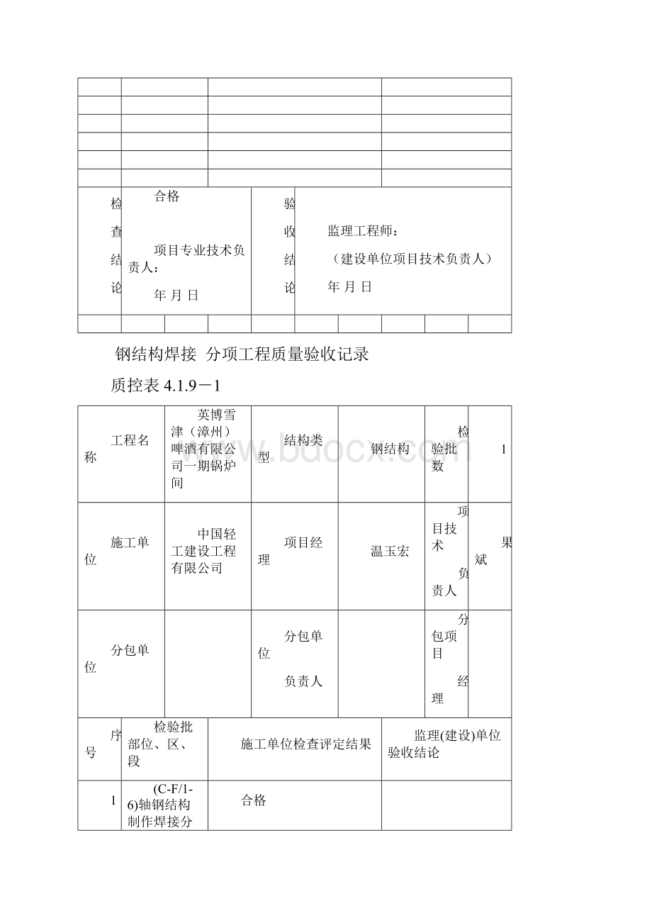 12钢结构分项工程质量验收记录.docx_第2页