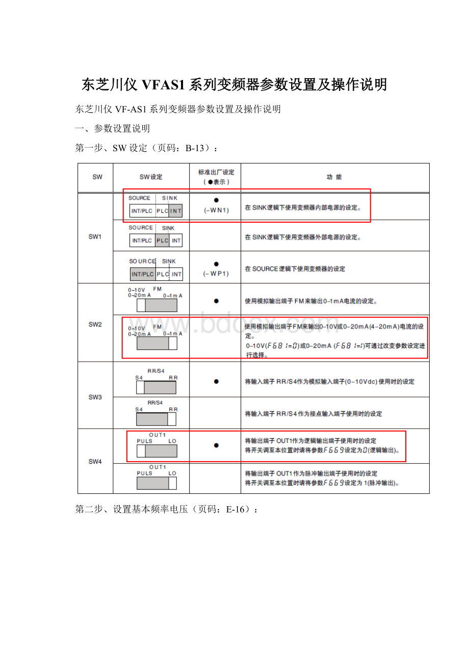 东芝川仪VFAS1系列变频器参数设置及操作说明.docx