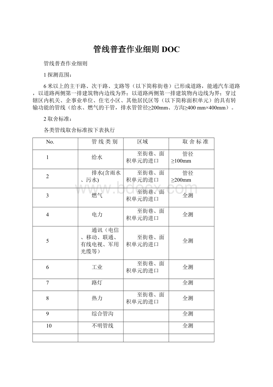 管线普查作业细则DOC文档格式.docx