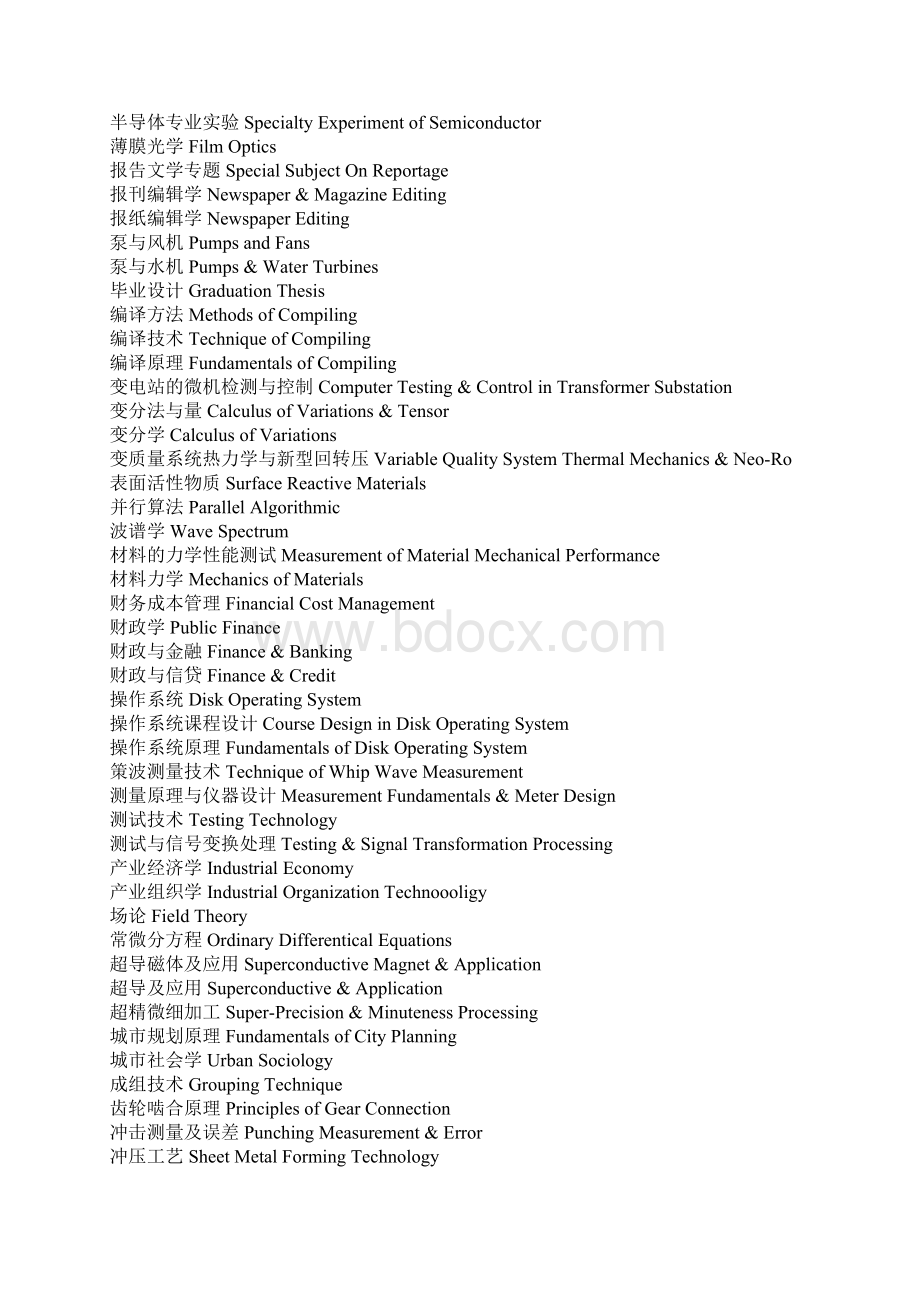 大学英文成绩单中课程名称英文对照参考大全Word文件下载.docx_第2页