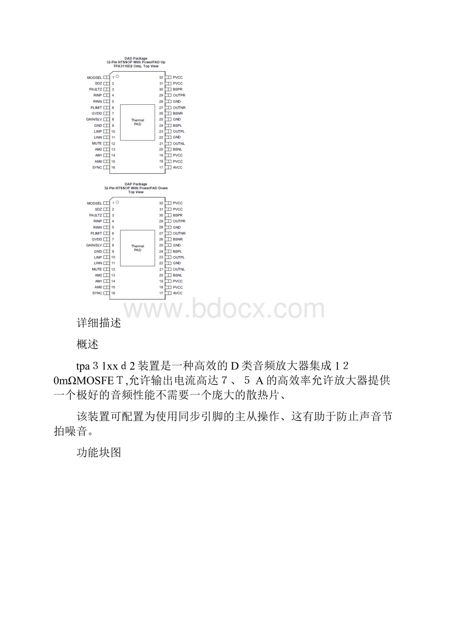 TPA3116D2中文数据表.docx_第3页