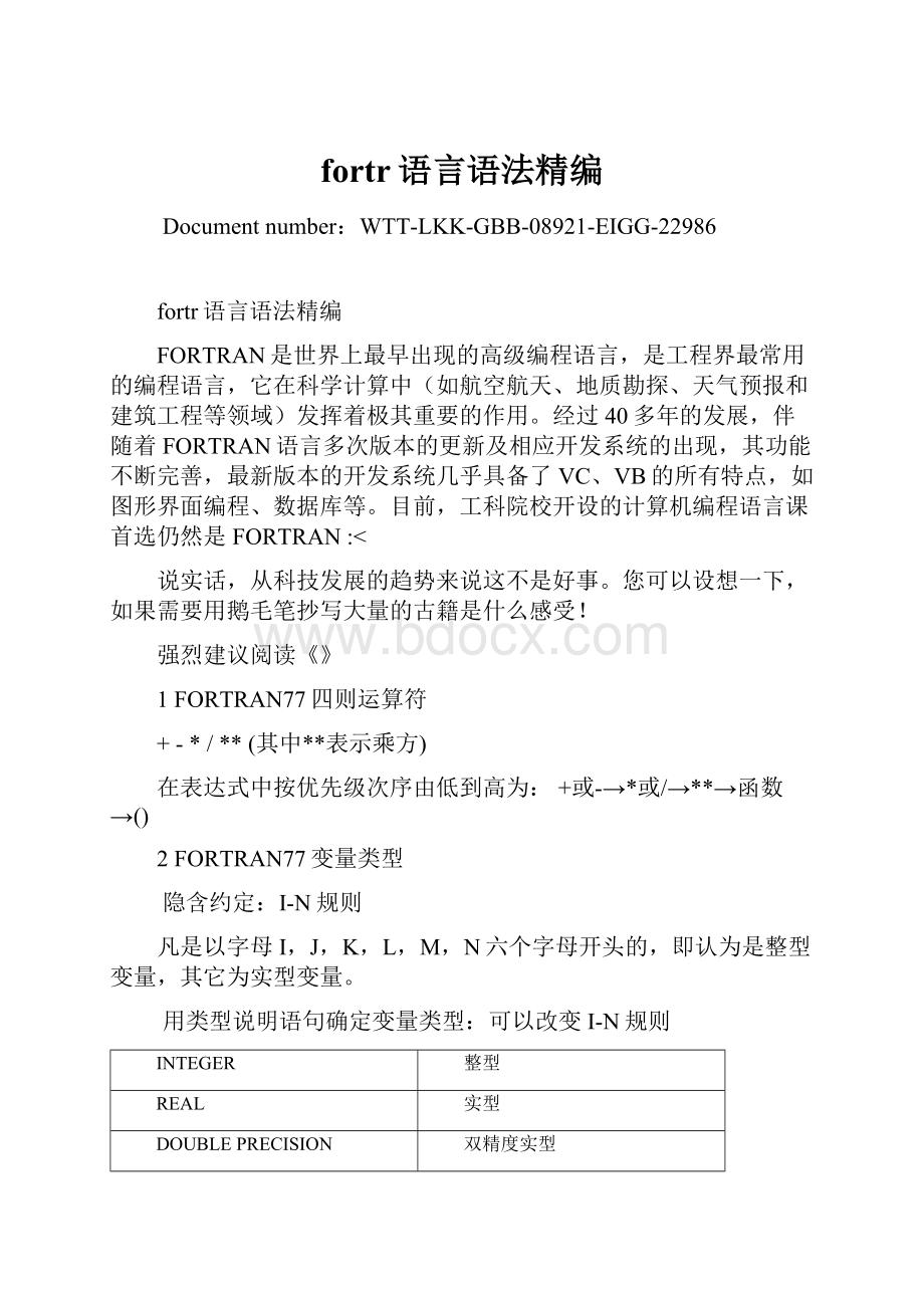 fortr语言语法精编Word格式文档下载.docx_第1页