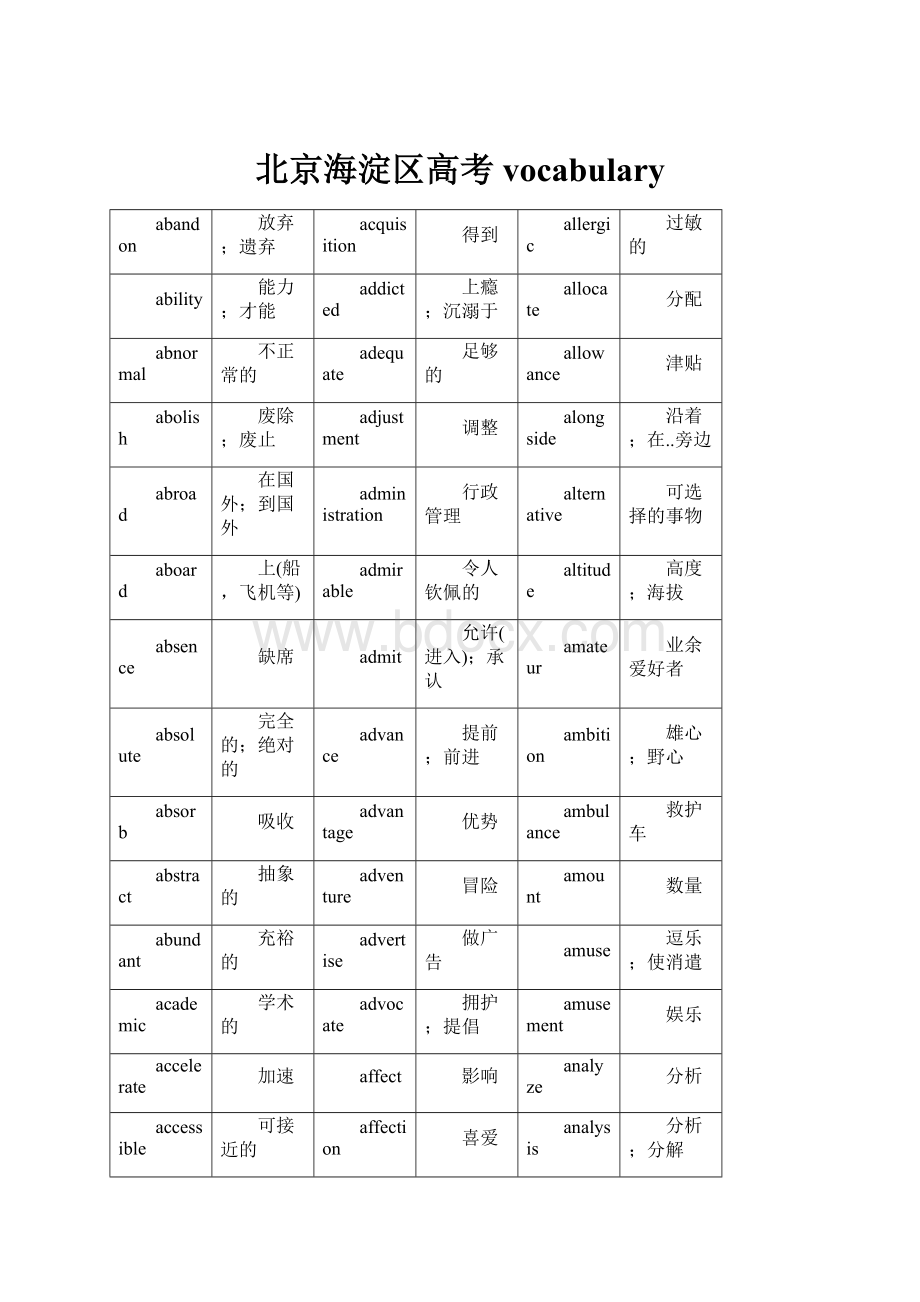 北京海淀区高考vocabularyWord文档下载推荐.docx_第1页