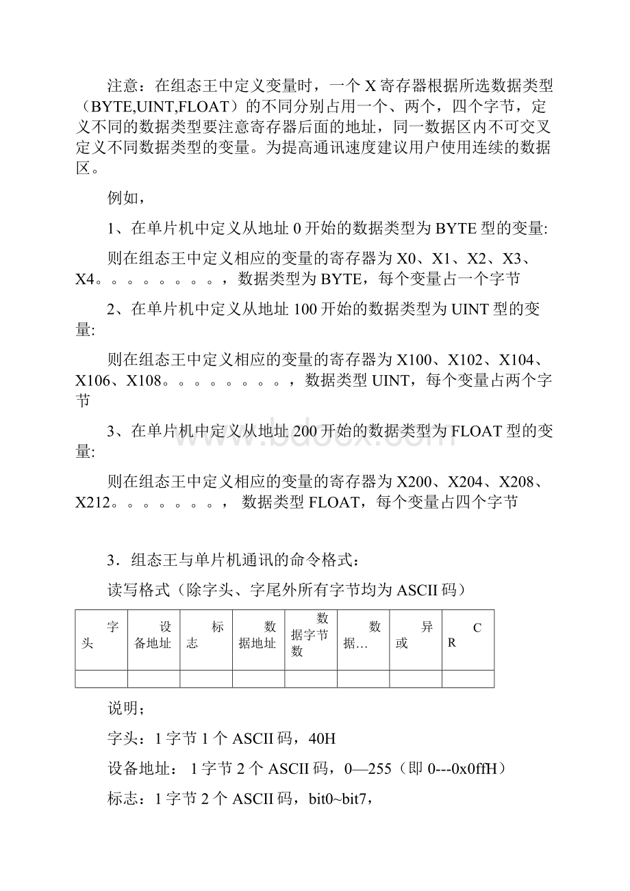 通用单片机通讯协议组态王与单片机协议 附通用单片机hex.docx_第2页