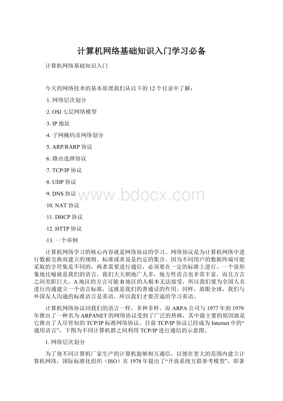 计算机网络基础知识入门学习必备Word下载.docx