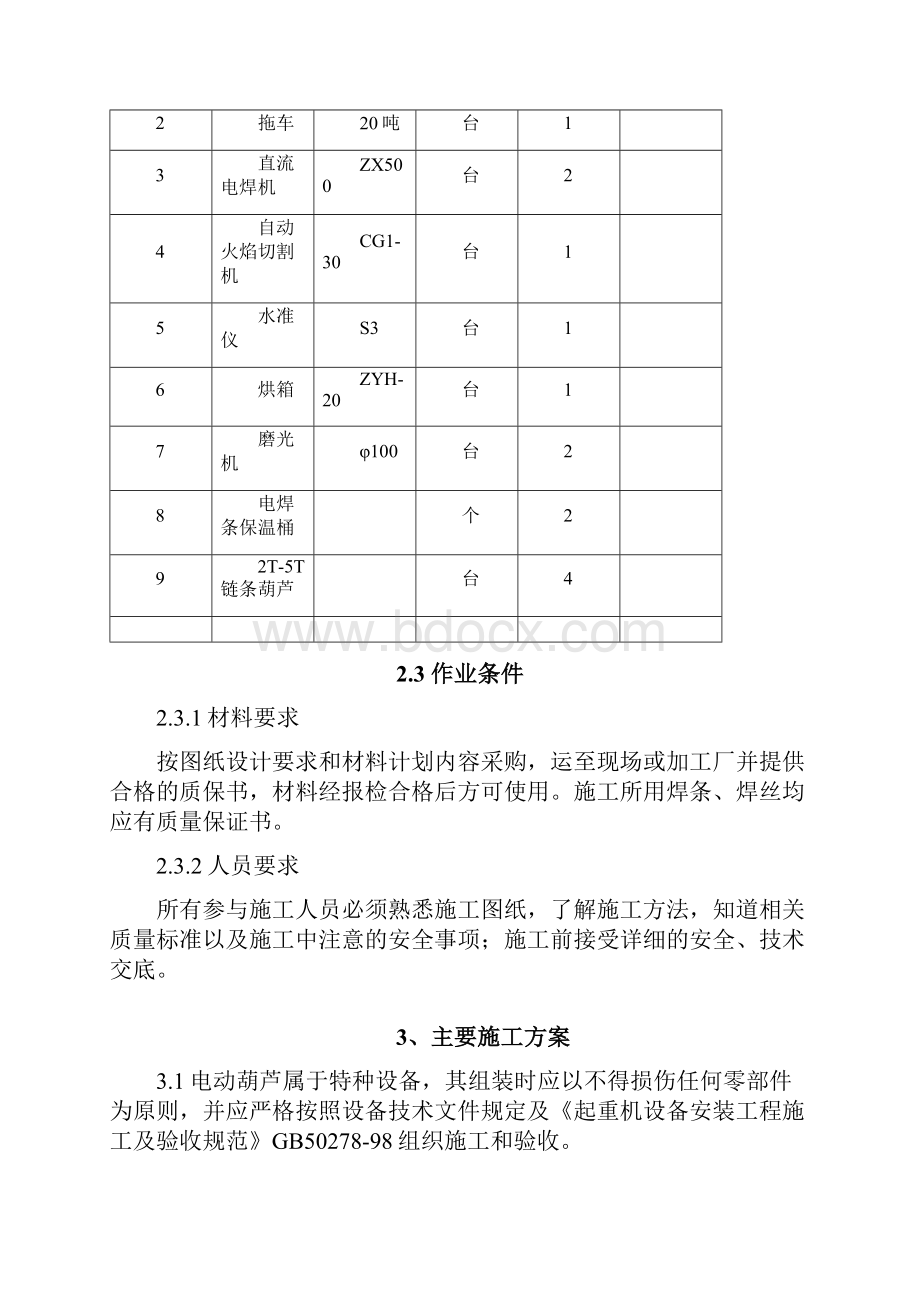 电动葫芦安装施工技术方案.docx_第2页