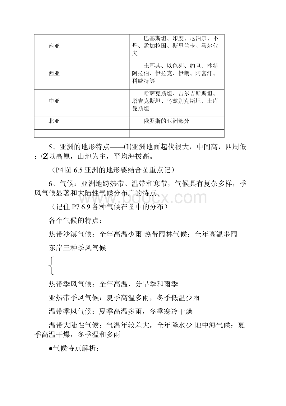 人教版七年级地理下册知识点梳理Word格式.docx_第2页