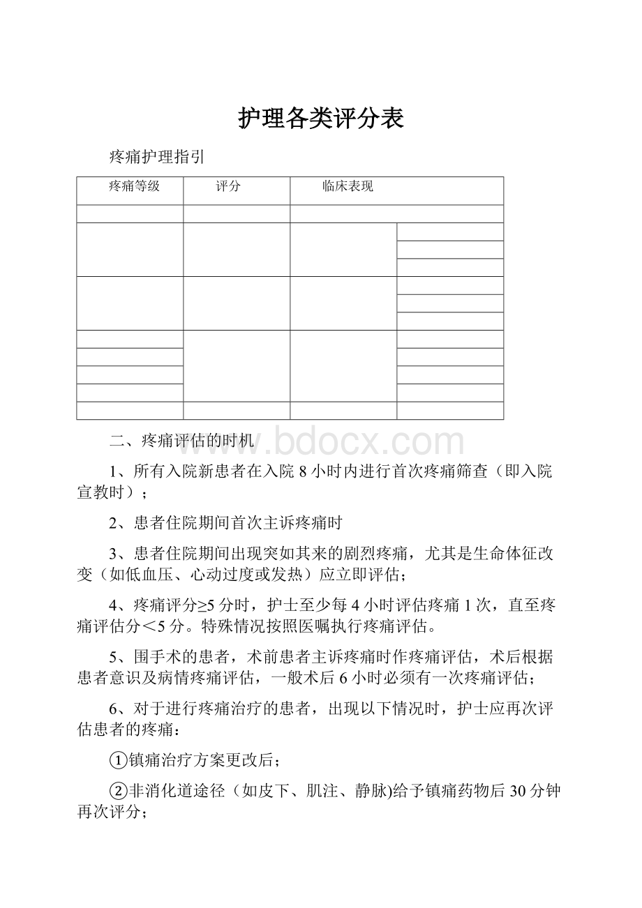 护理各类评分表Word文档下载推荐.docx