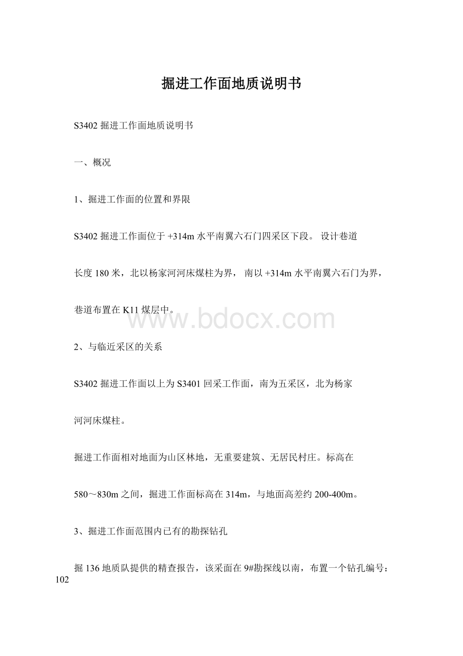 掘进工作面地质说明书.docx_第1页