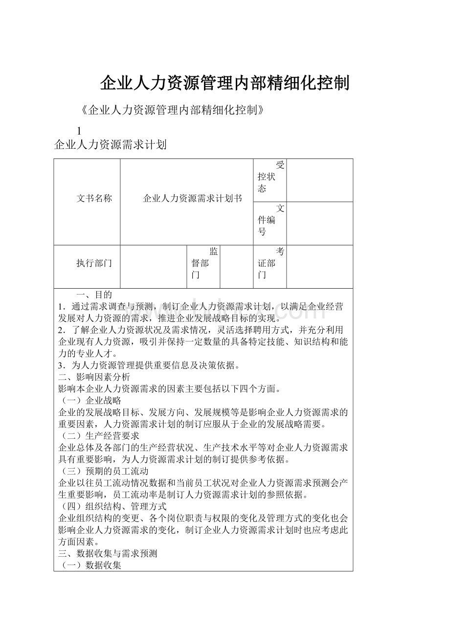 企业人力资源管理内部精细化控制Word文档下载推荐.docx