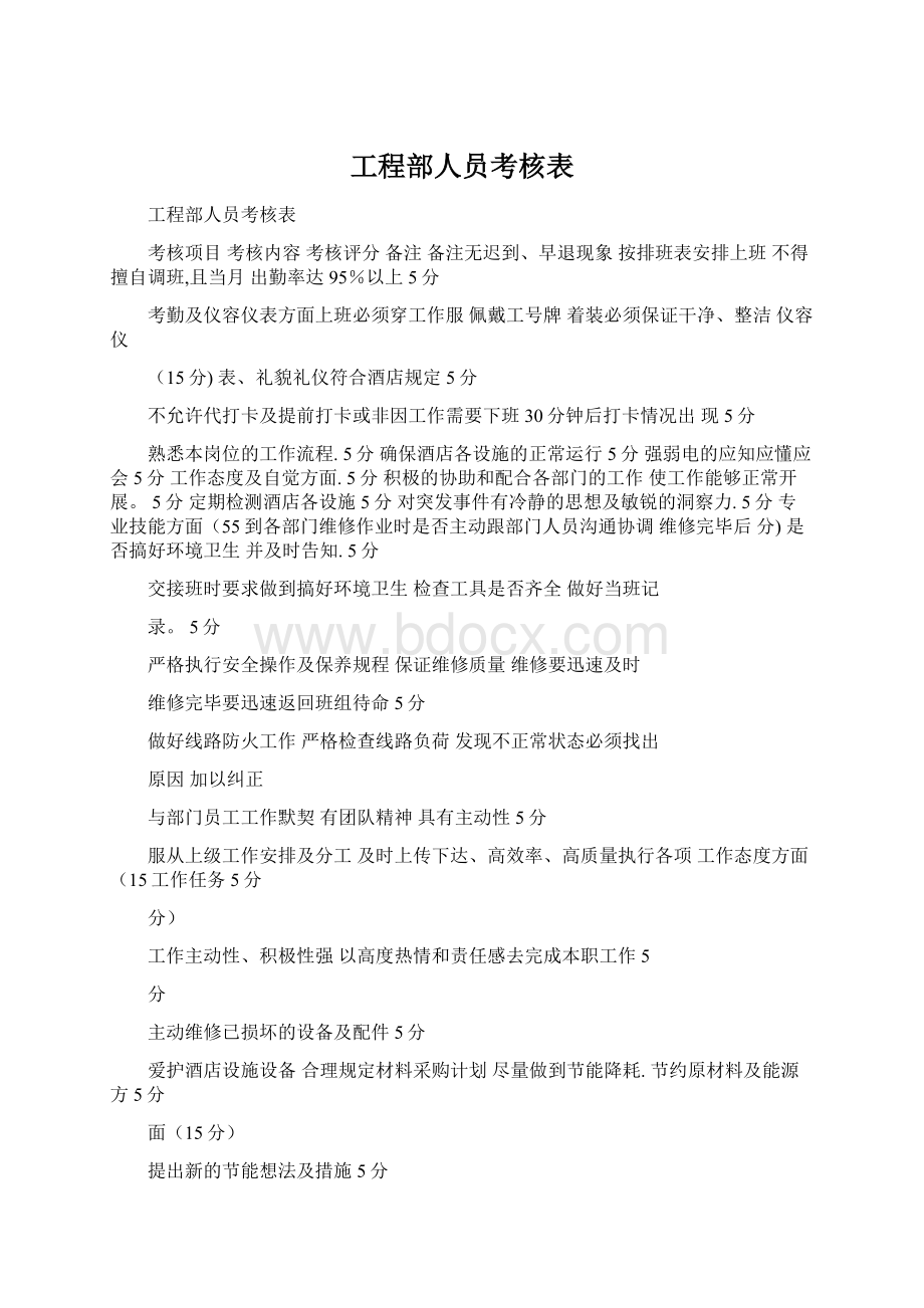 工程部人员考核表Word文件下载.docx_第1页