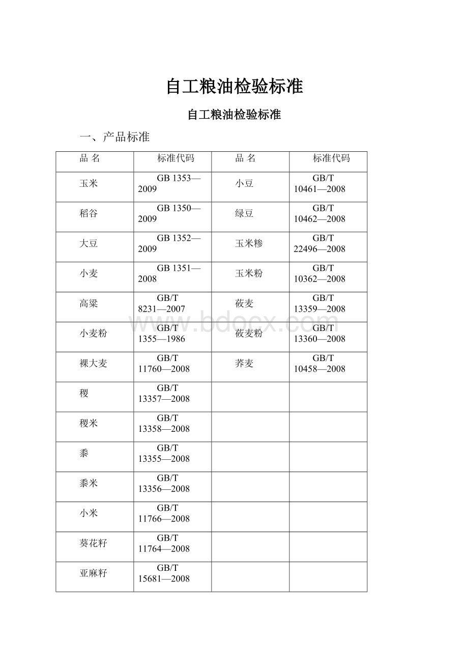 自工粮油检验标准Word格式文档下载.docx