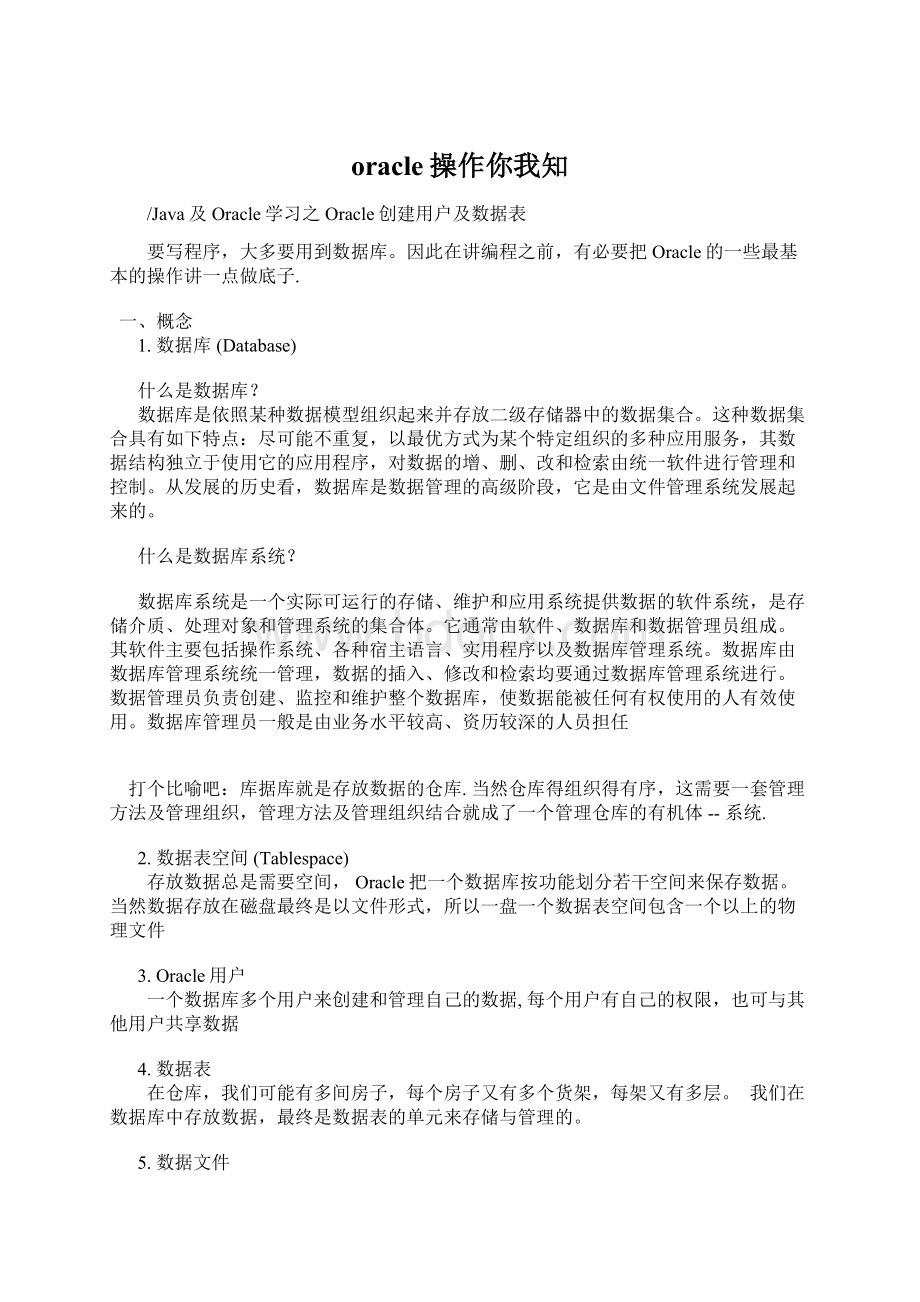 oracle操作你我知Word文档格式.docx