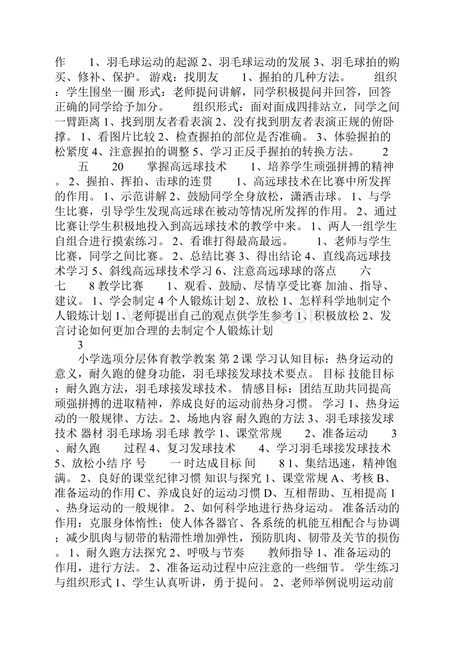 K12学习小学羽毛球特色教学教案羽毛球文档格式.docx_第2页