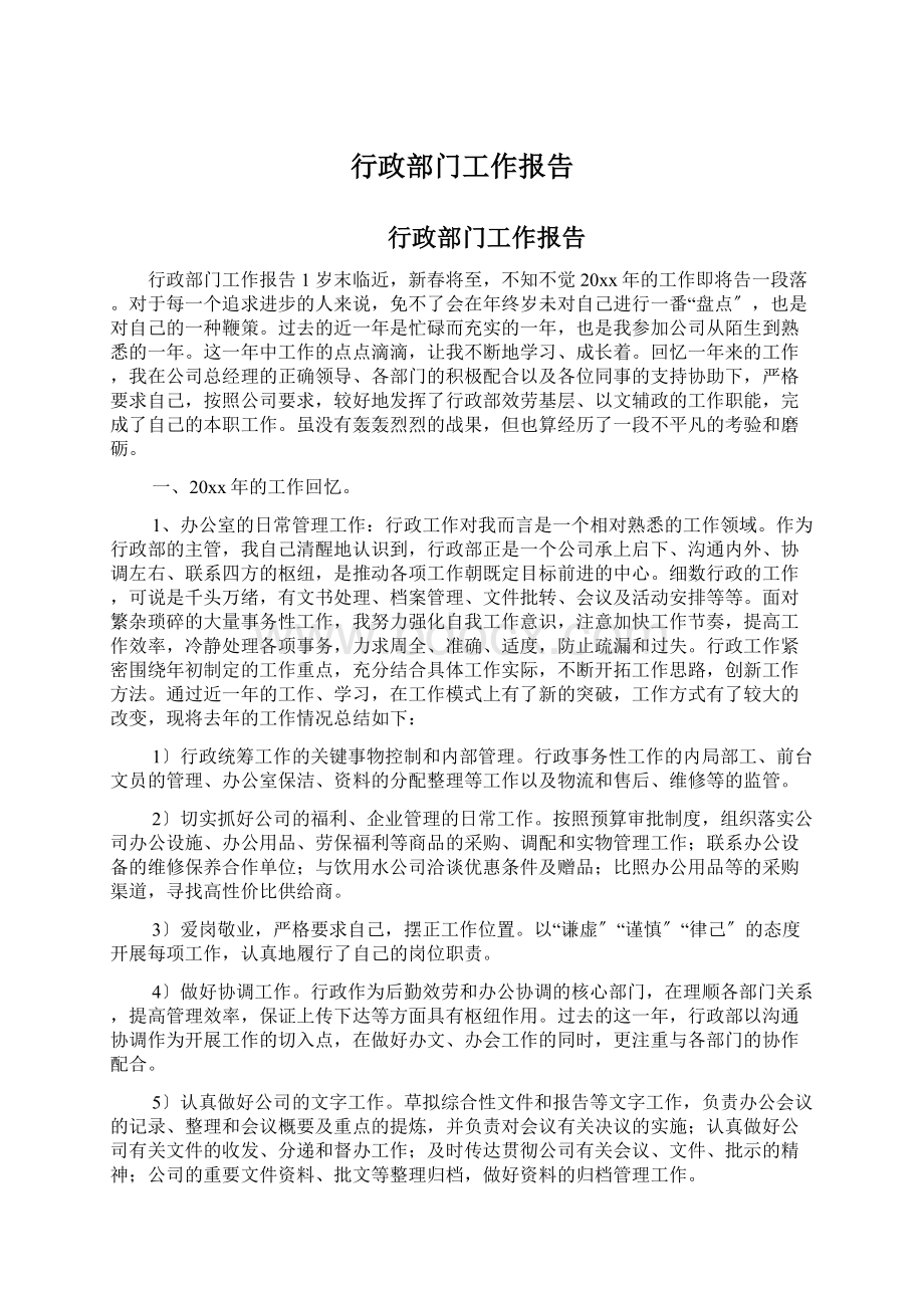 行政部门工作报告.docx