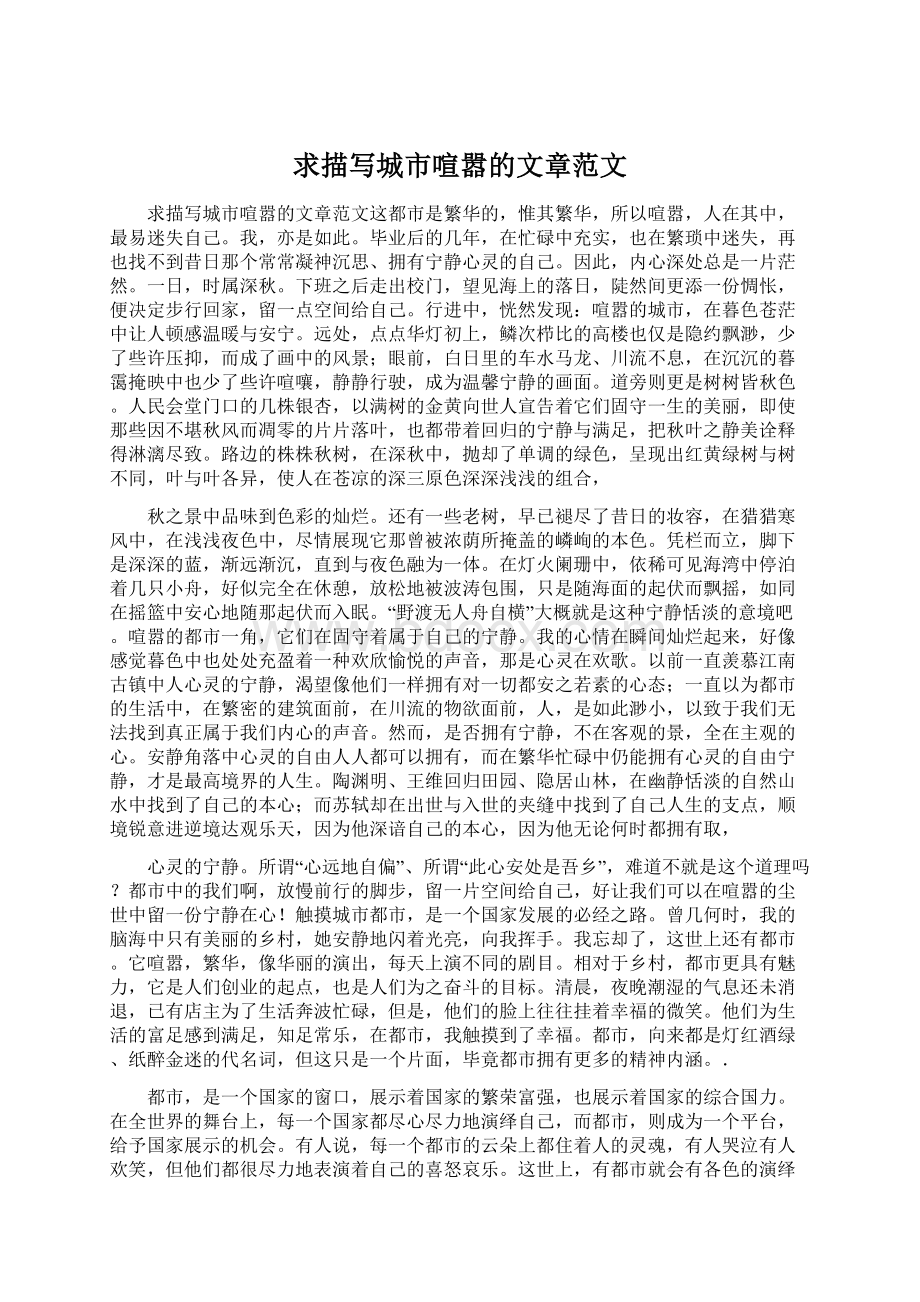 求描写城市喧嚣的文章范文文档格式.docx