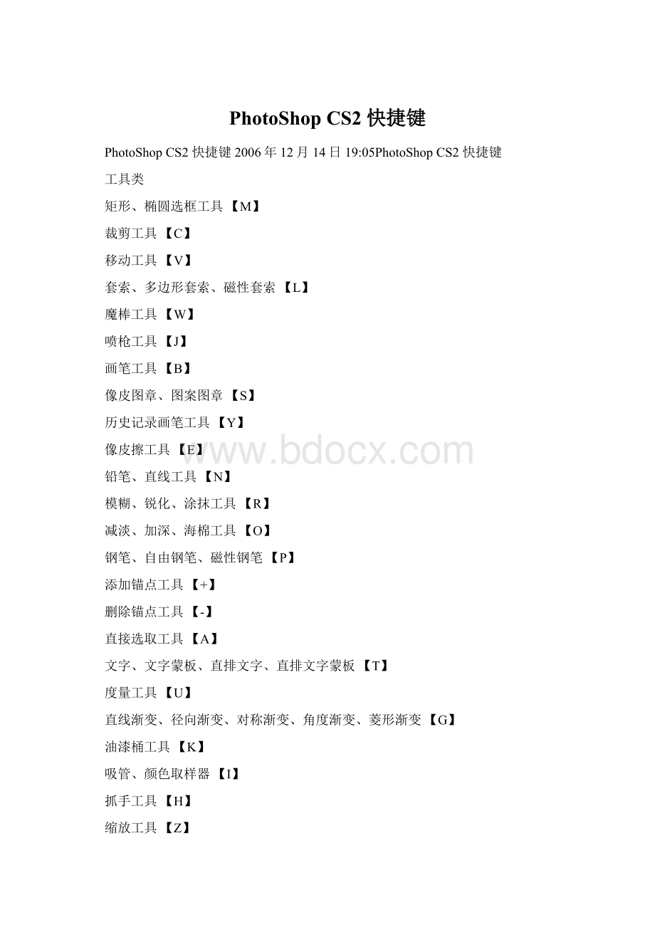 PhotoShop CS2 快捷键.docx