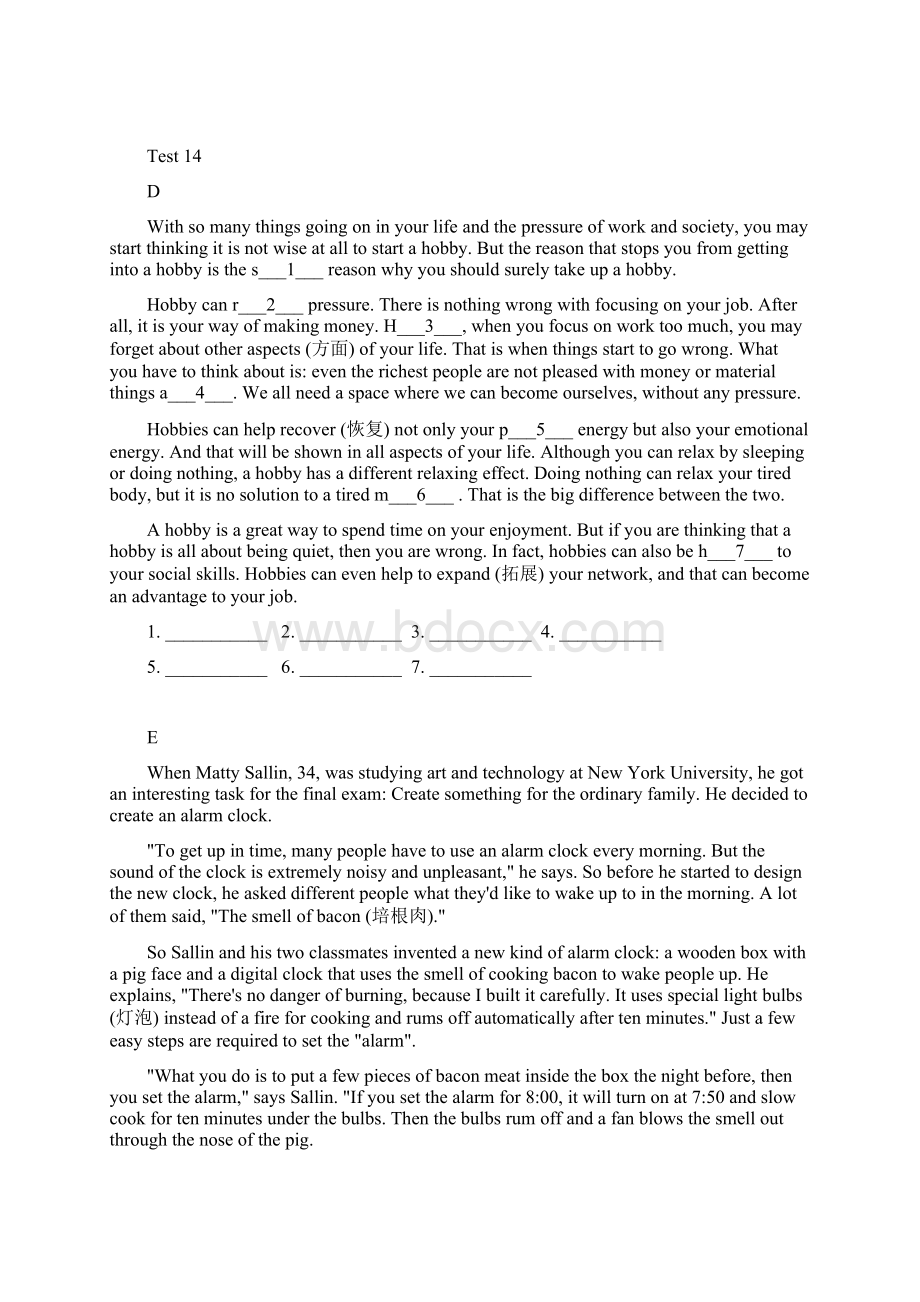 初中英语星级训练阅读理解+完形填空文档格式.docx_第3页