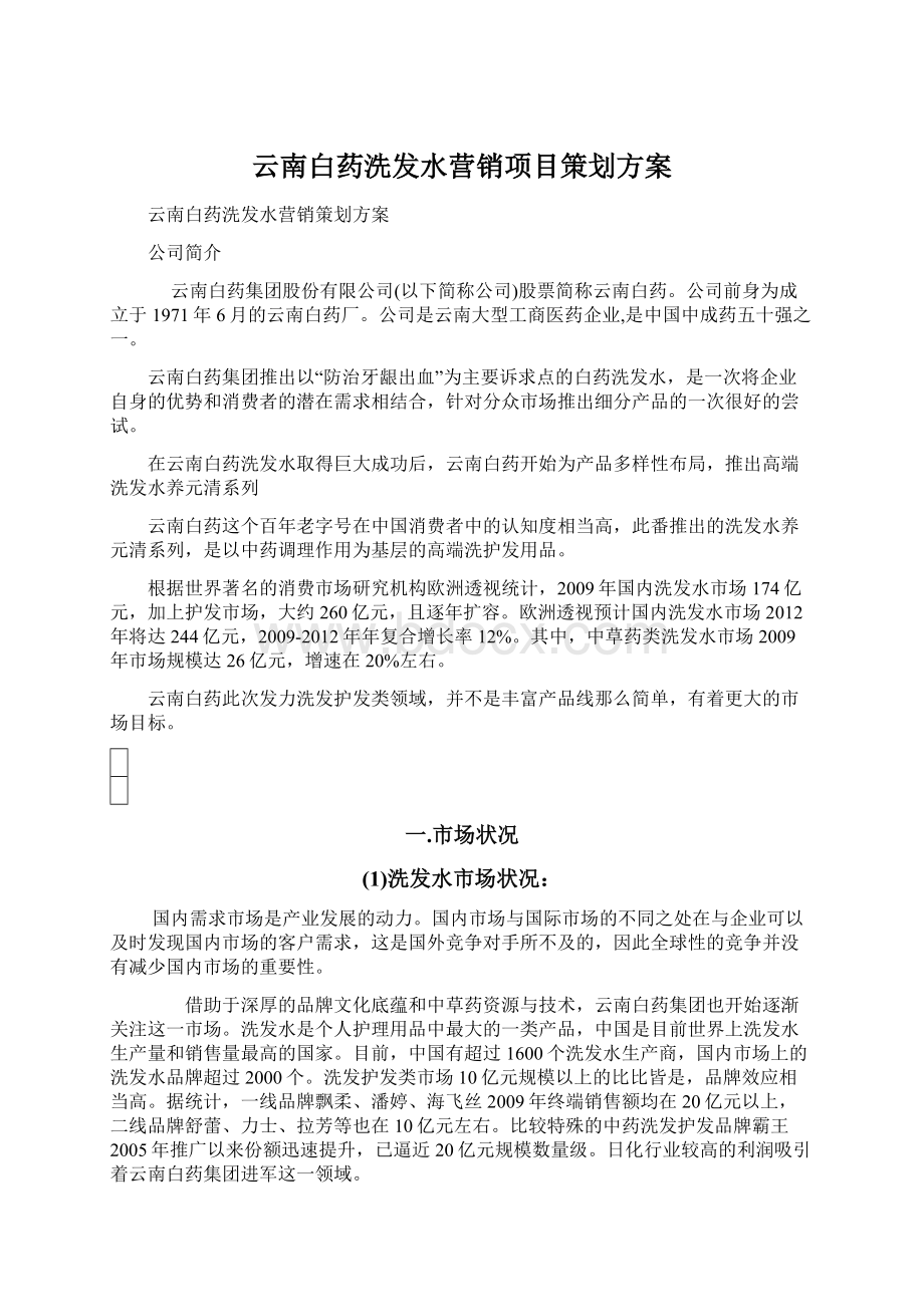 云南白药洗发水营销项目策划方案.docx