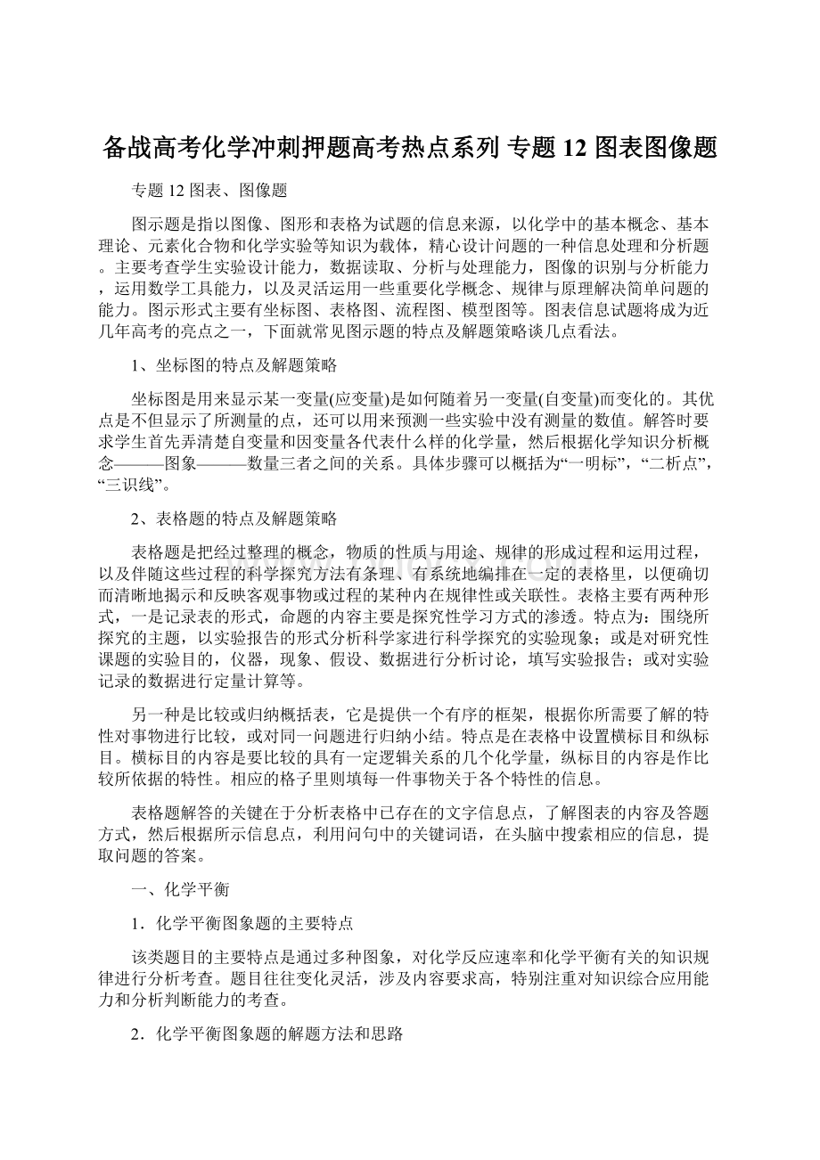 备战高考化学冲刺押题高考热点系列 专题12 图表图像题.docx_第1页