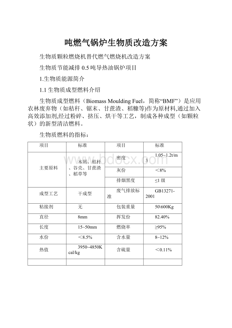 吨燃气锅炉生物质改造方案Word格式.docx_第1页