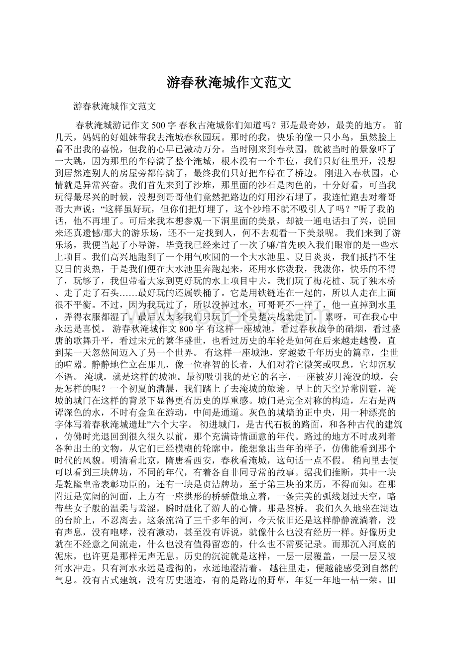 游春秋淹城作文范文Word格式.docx