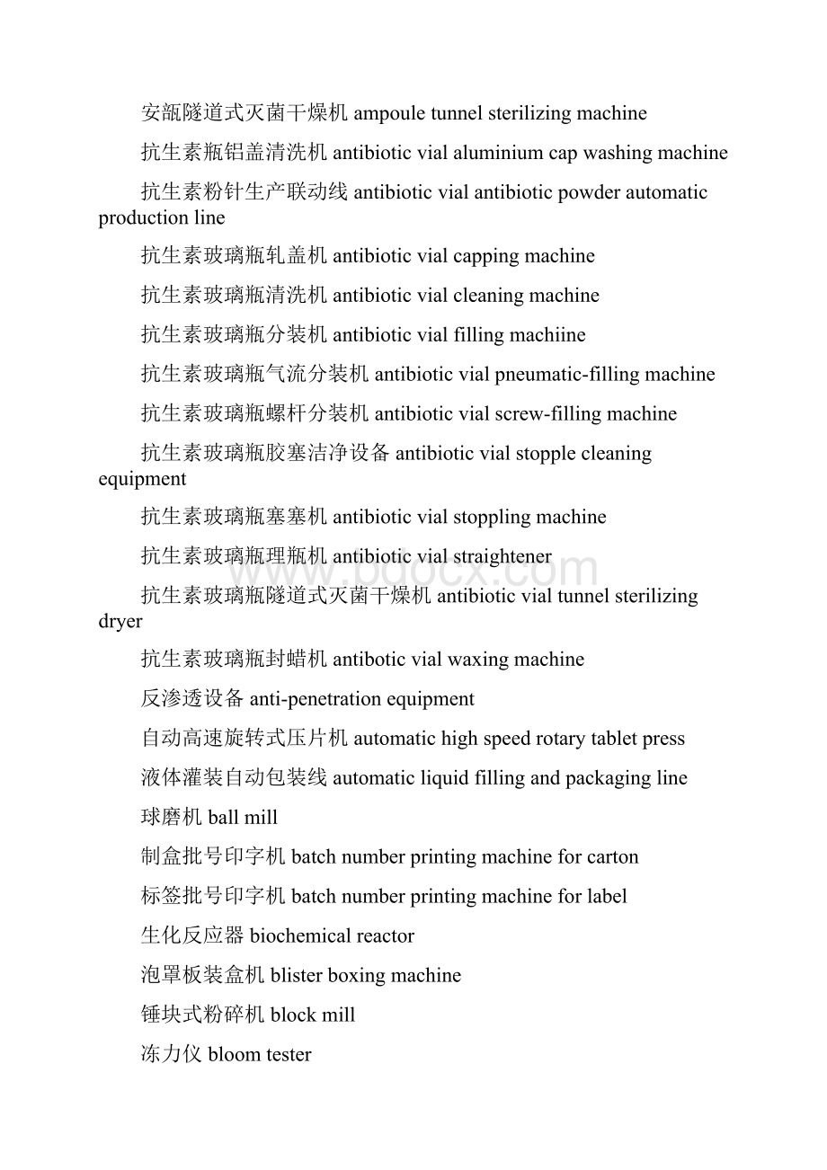 制药机械名词术语英语词汇Word文件下载.docx_第2页