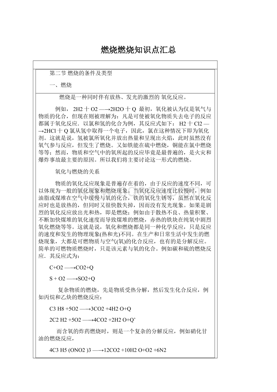 燃烧燃烧知识点汇总Word文件下载.docx