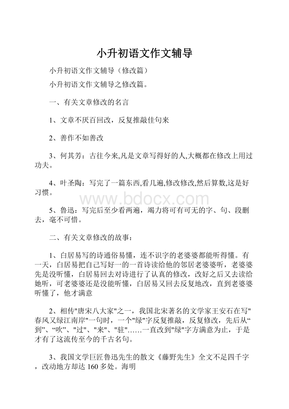 小升初语文作文辅导文档格式.docx