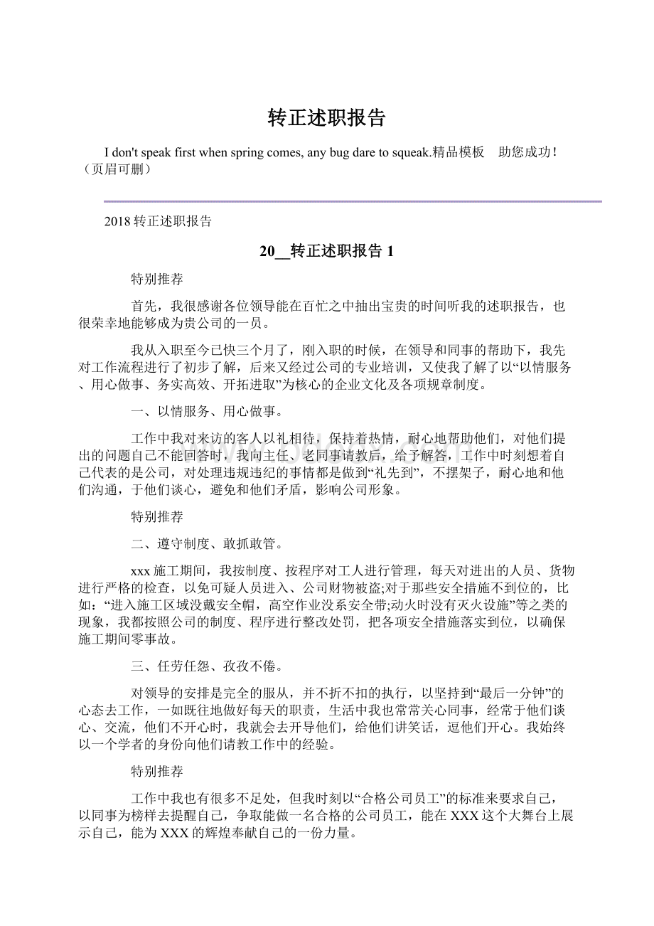 转正述职报告Word格式文档下载.docx