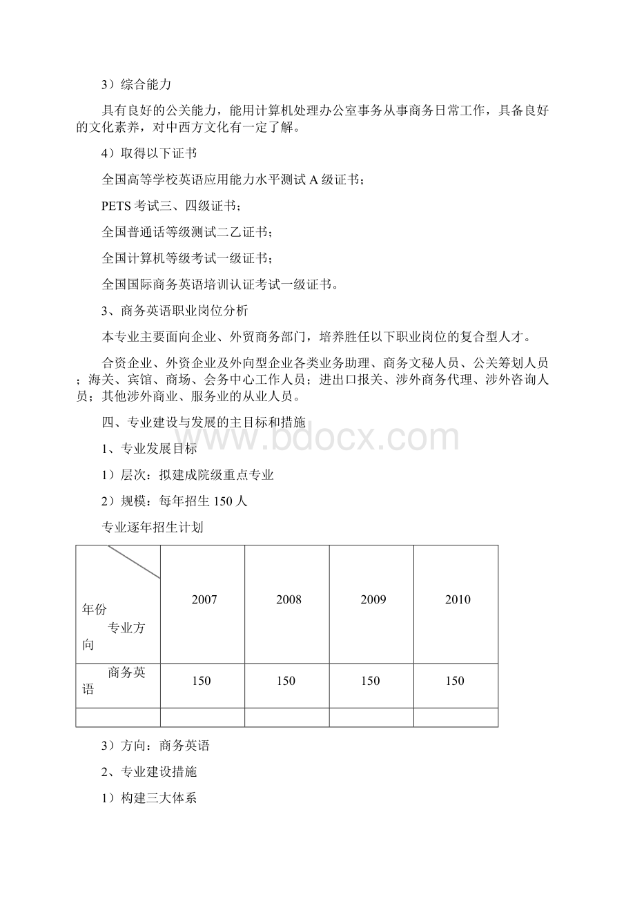 商务英语专业建设及发展规划文档格式.docx_第3页