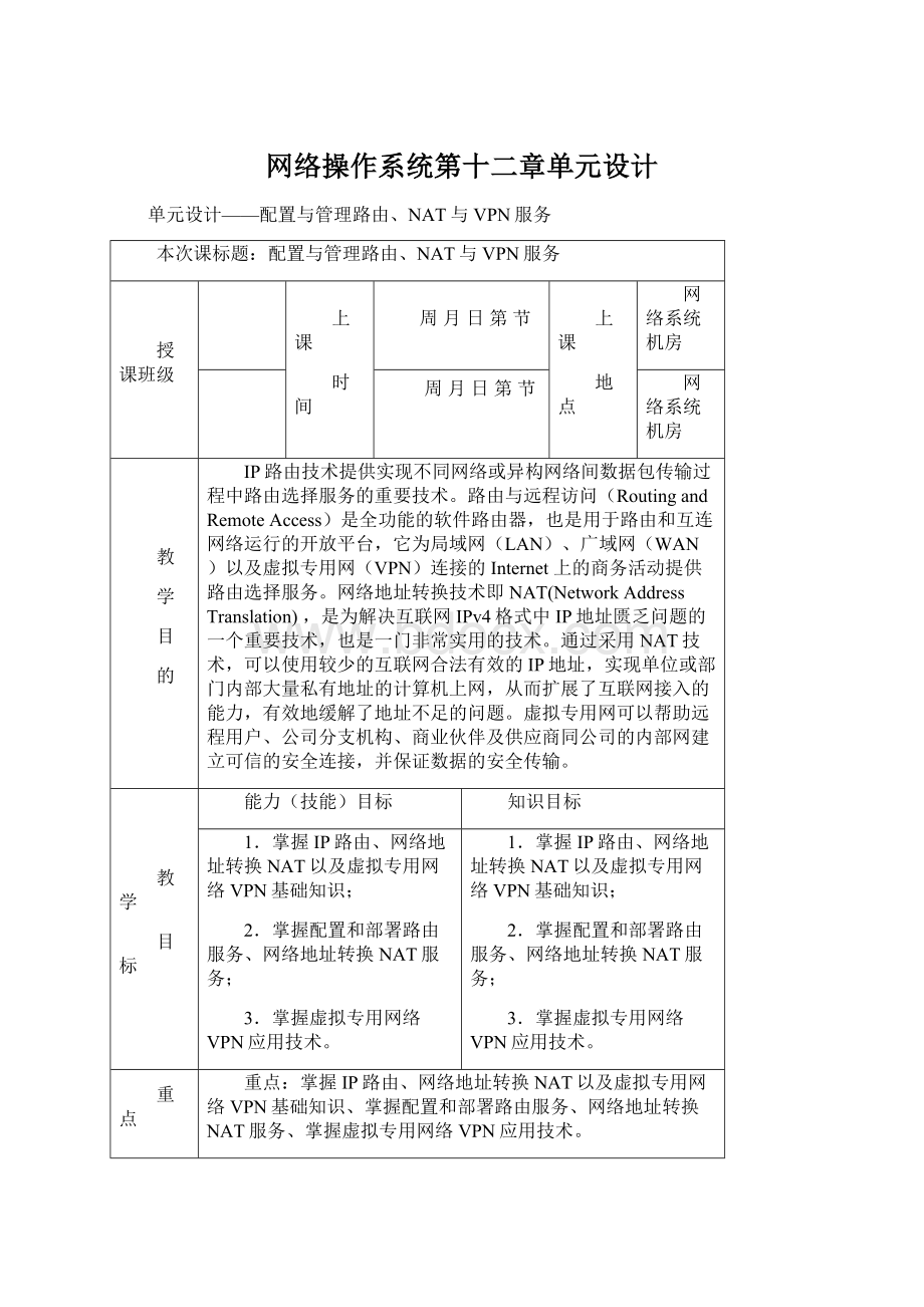 网络操作系统第十二章单元设计.docx_第1页