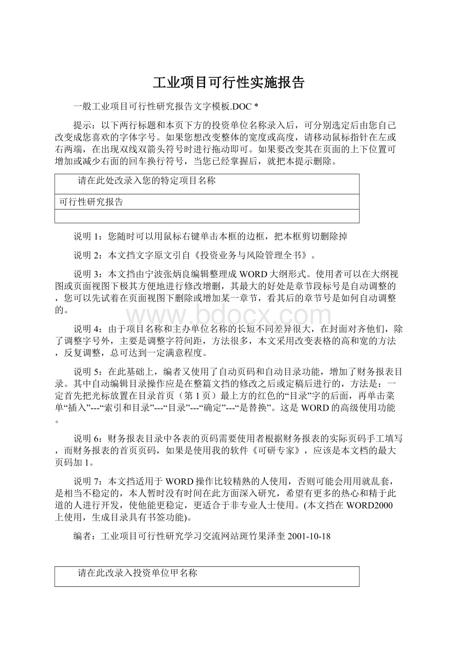 工业项目可行性实施报告Word格式文档下载.docx