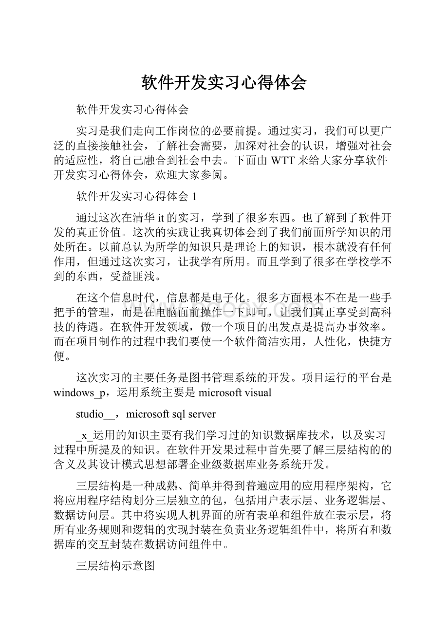 软件开发实习心得体会Word下载.docx