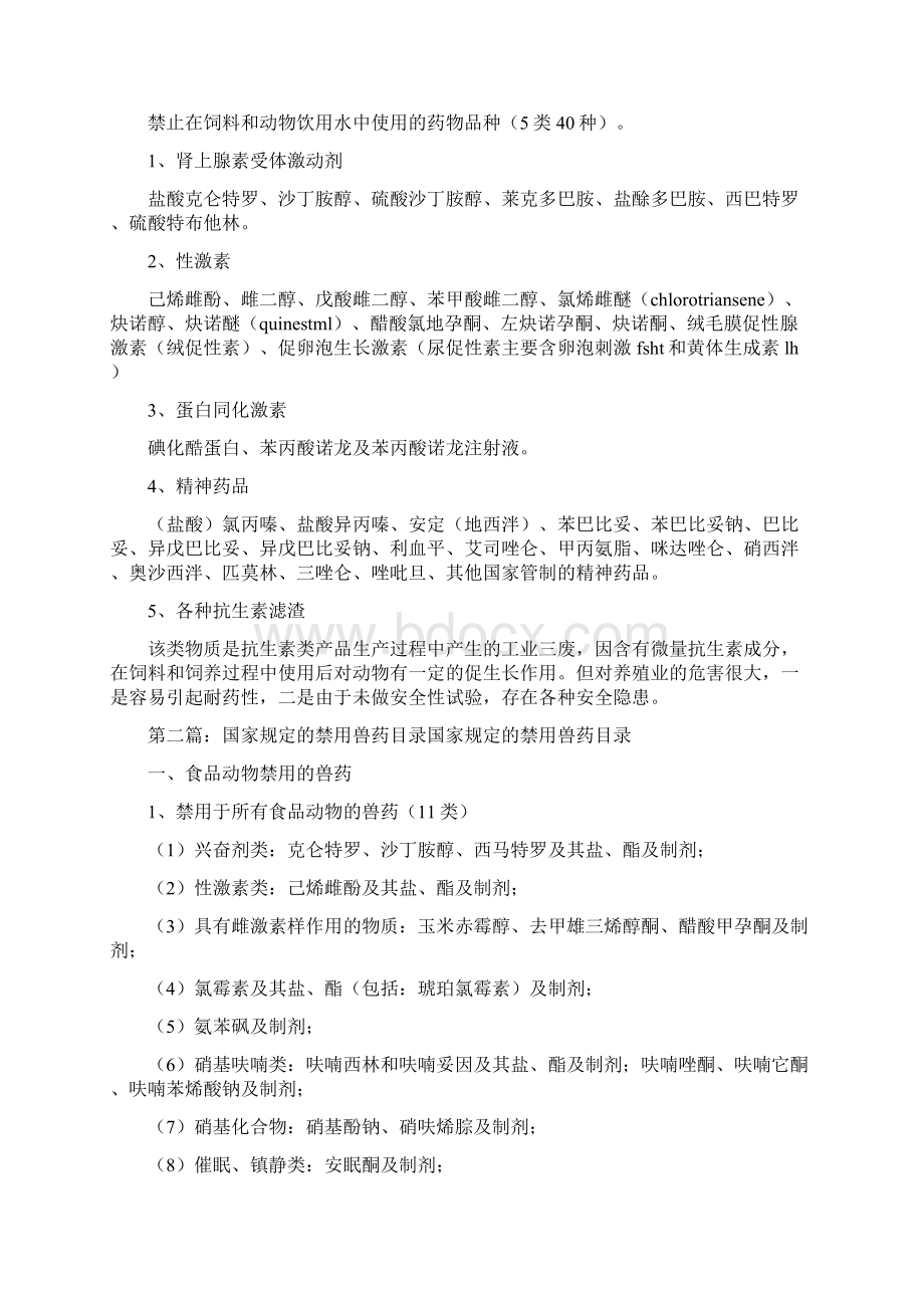 《国家禁用限用兽药清单》Word下载.docx_第2页